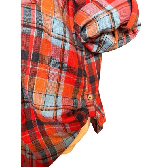 Designed In Italy Blue Plaid Button Up Size 2XL Woman's Flannel western shirt - Picture 14 of 16